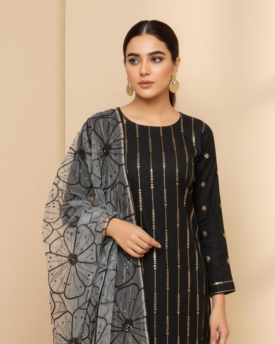 Embroidered Organza & Kattan Silk