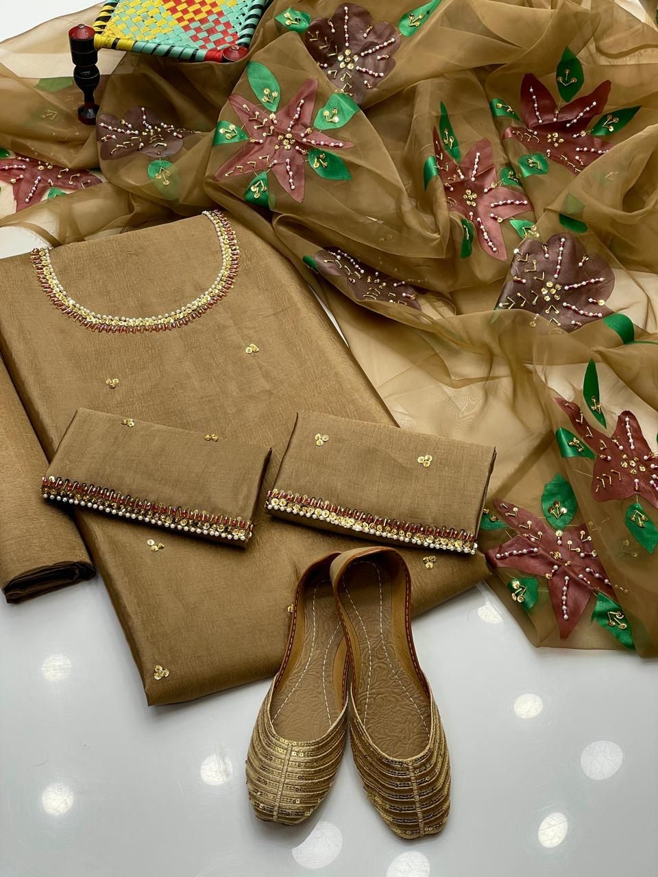 Silk Embroidered - Unstitched 3Pc Suit