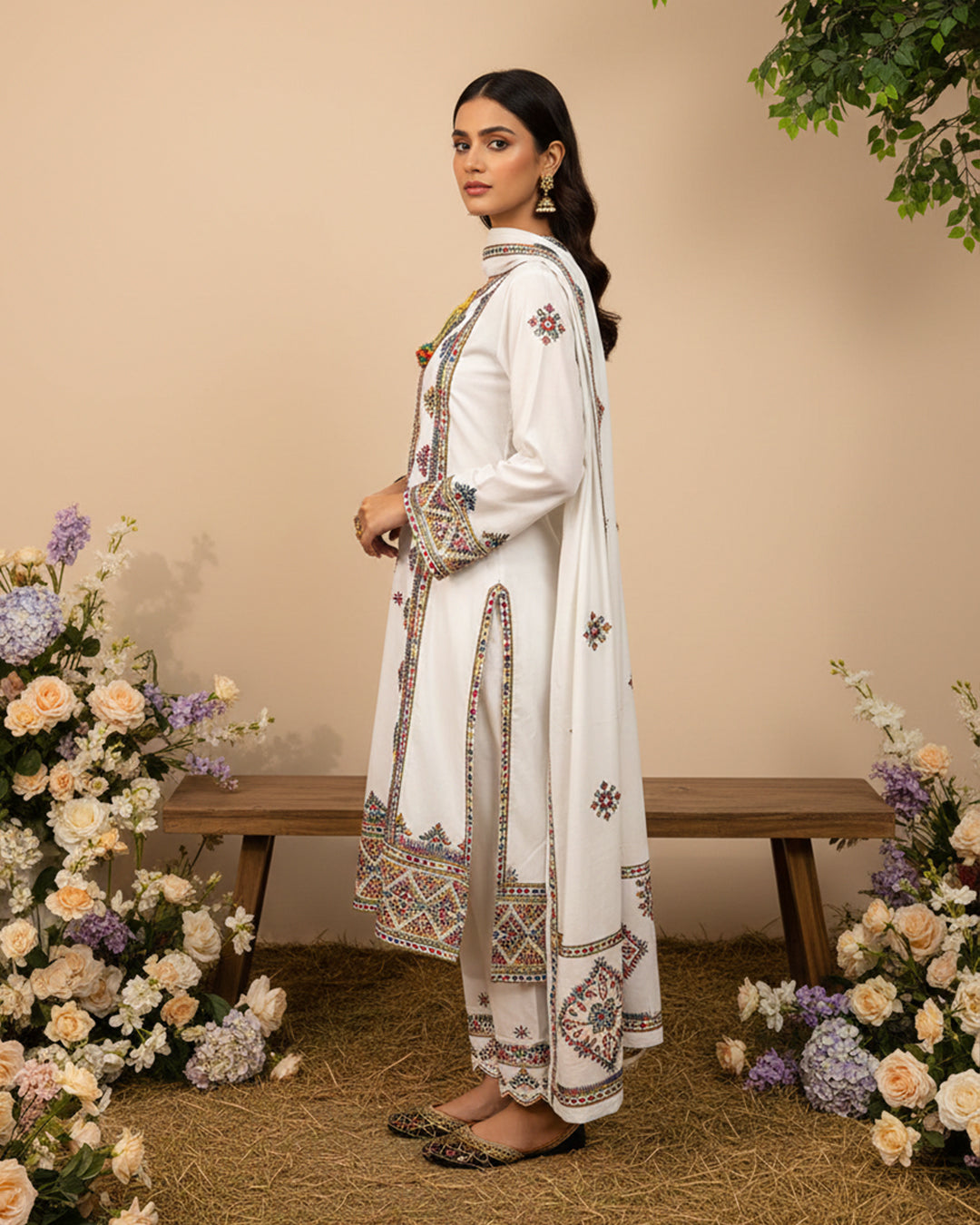 Cotton Ari-Work Embroidery 2PC