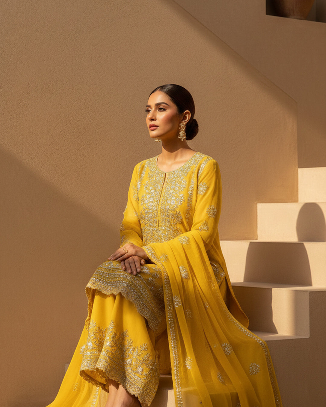 Soft Chiffon Handmade LCD Gotta Work Shirt & Dupatta