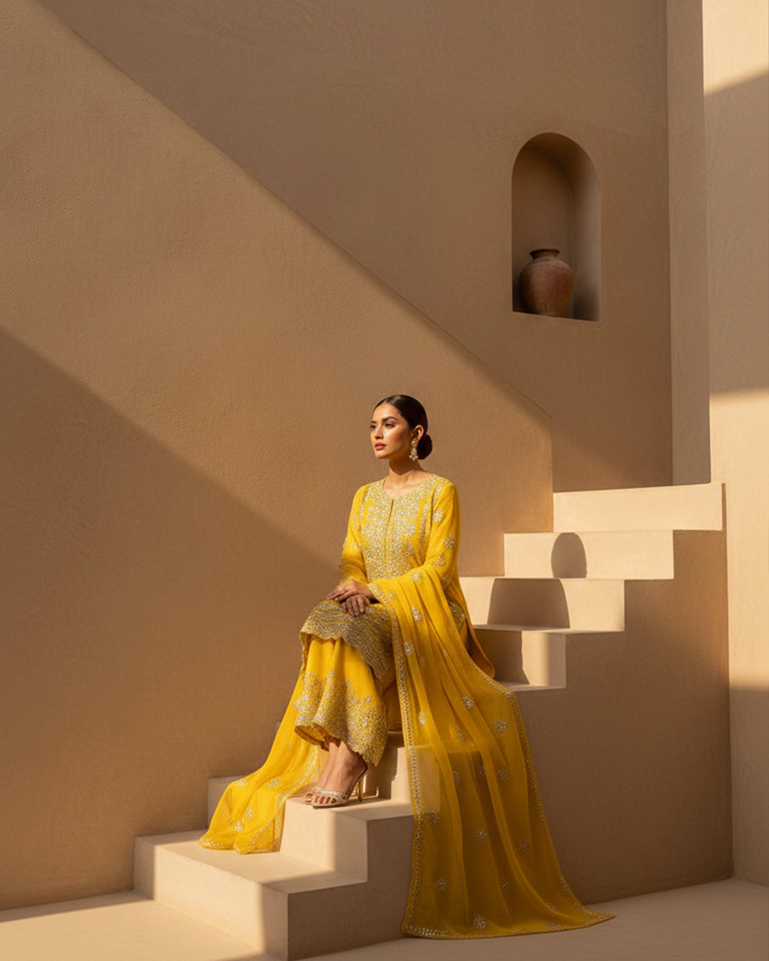 Soft Chiffon Handmade LCD Gotta Work Shirt & Dupatta