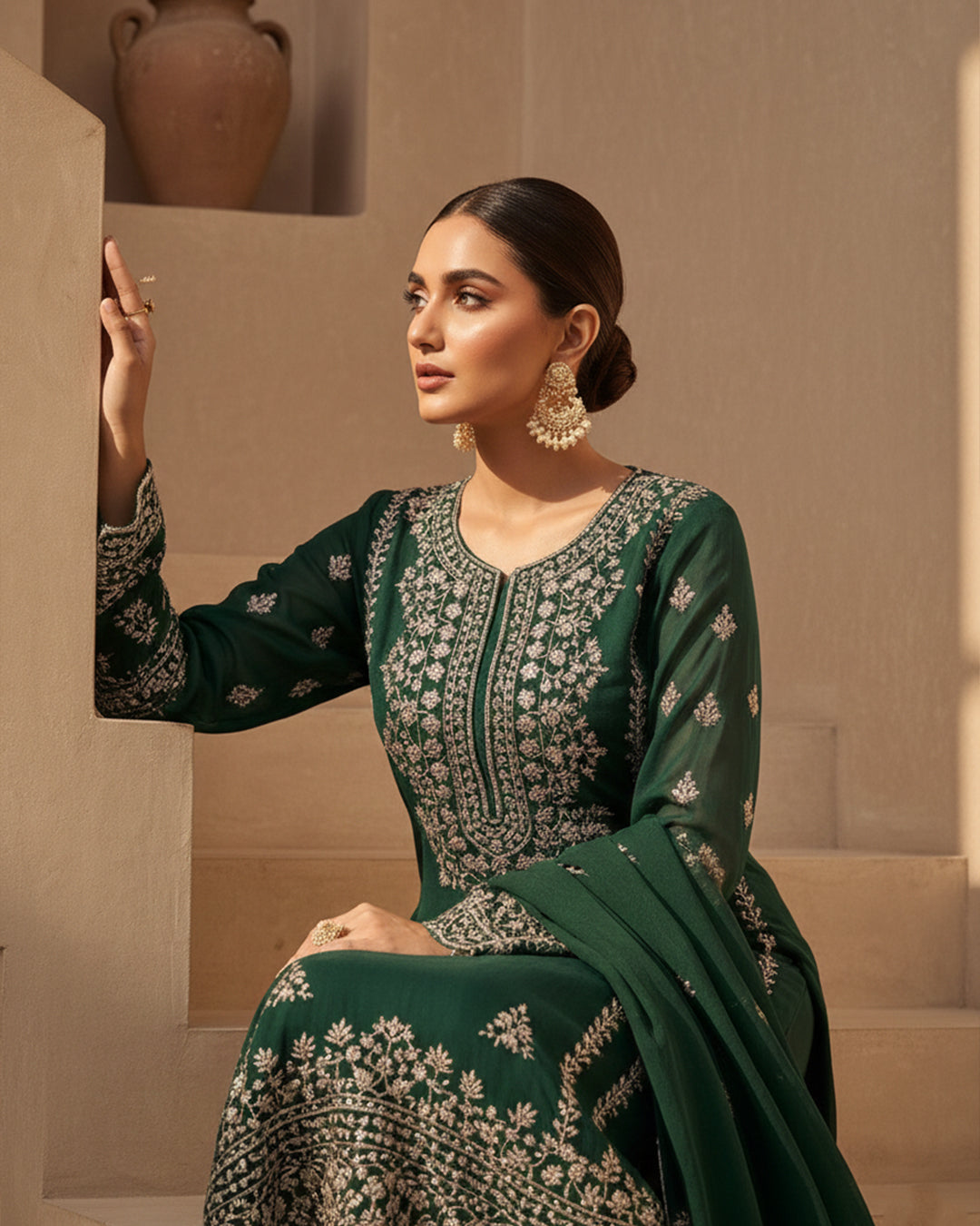 Soft Chiffon Handmade LCD Gotta Work Shirt & Dupatta