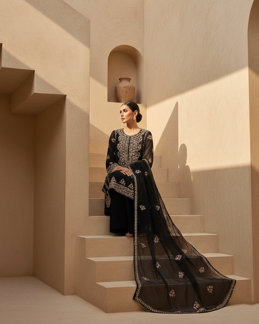 Soft Chiffon Handmade LCD Gotta Work Shirt & Dupatta