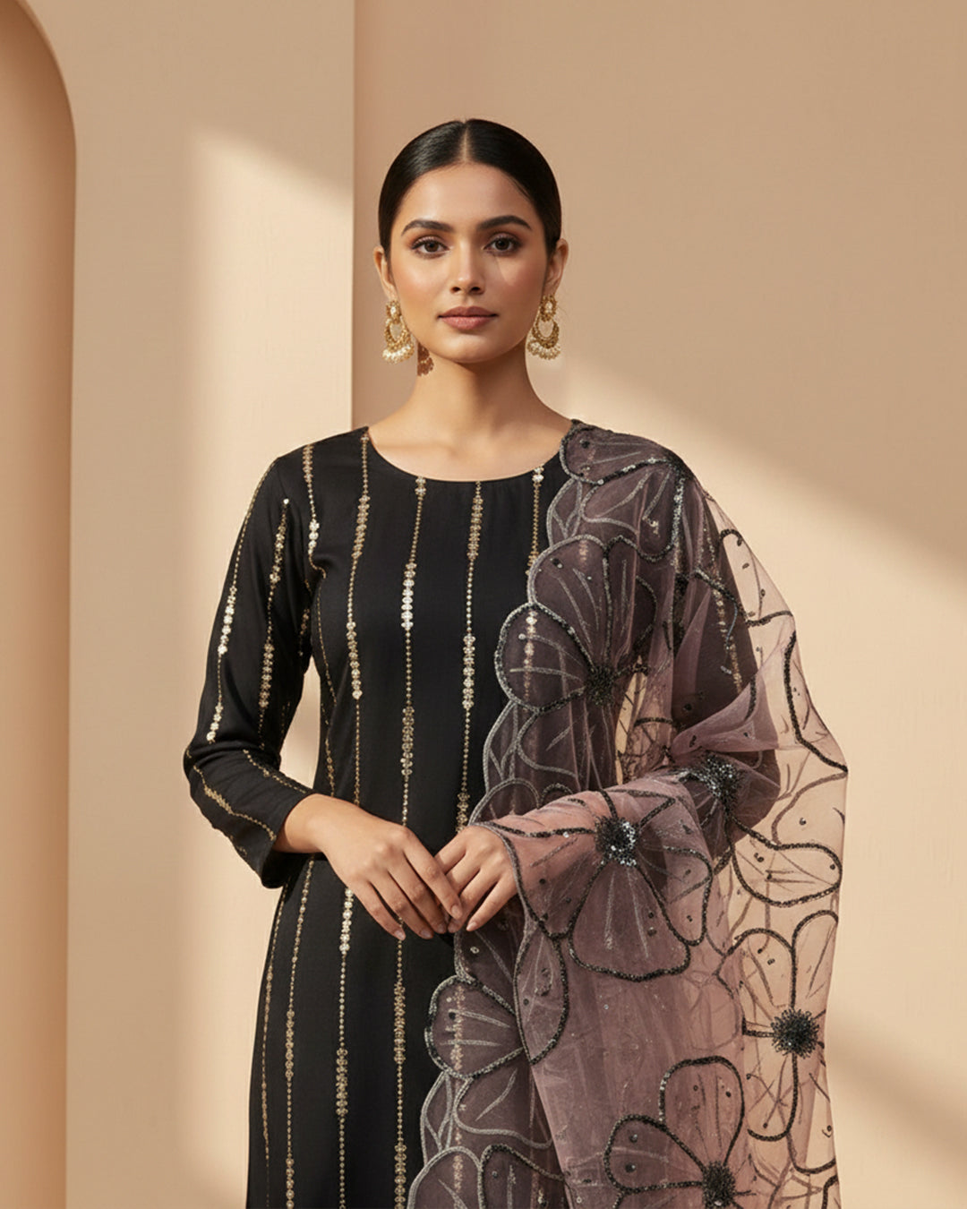 Embroidered Organza & Kattan Silk