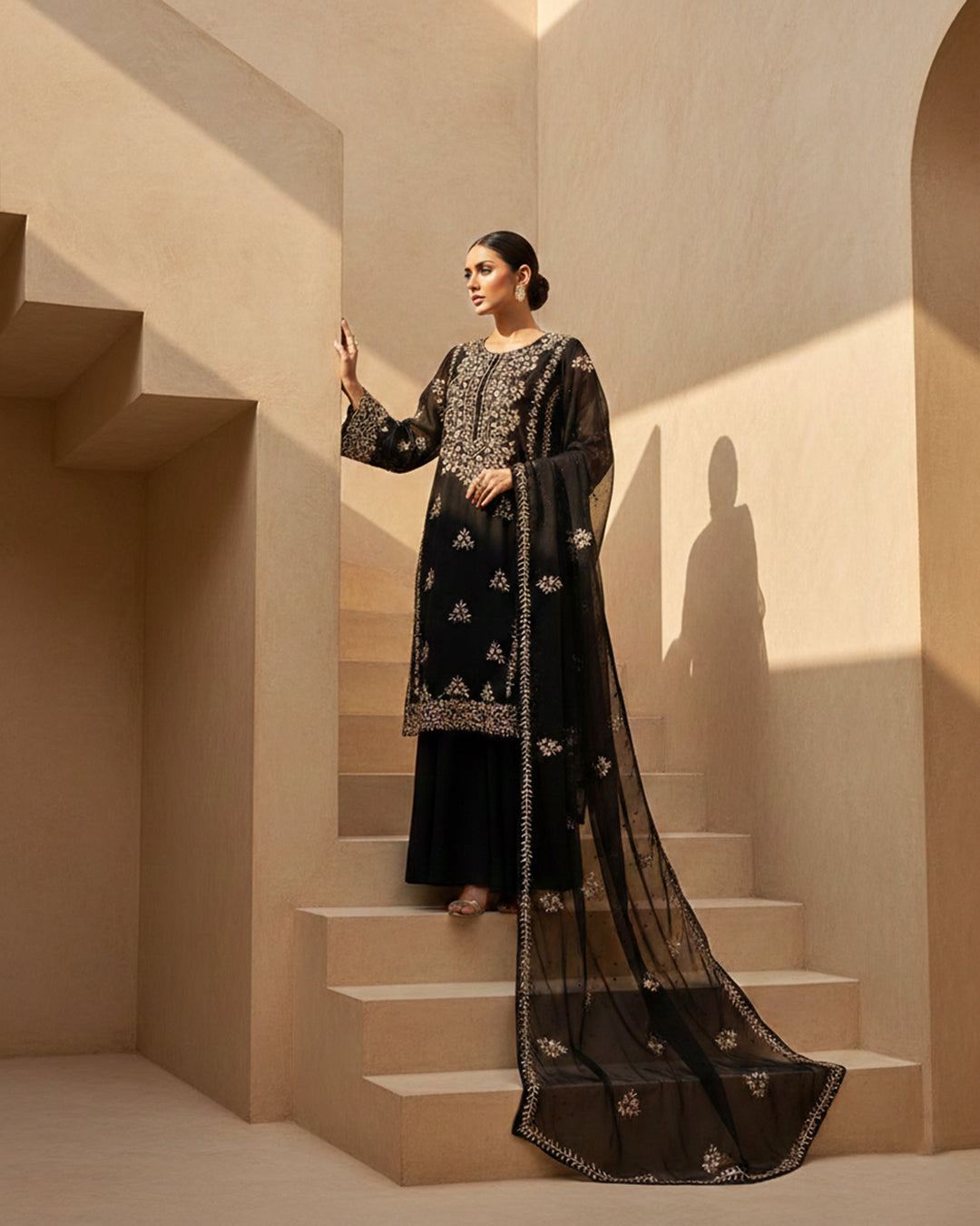 Soft Chiffon Handmade LCD Gotta Work Shirt & Dupatta