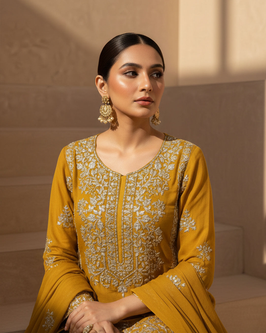 Soft Chiffon Handmade LCD Gotta Work Shirt & Dupatta