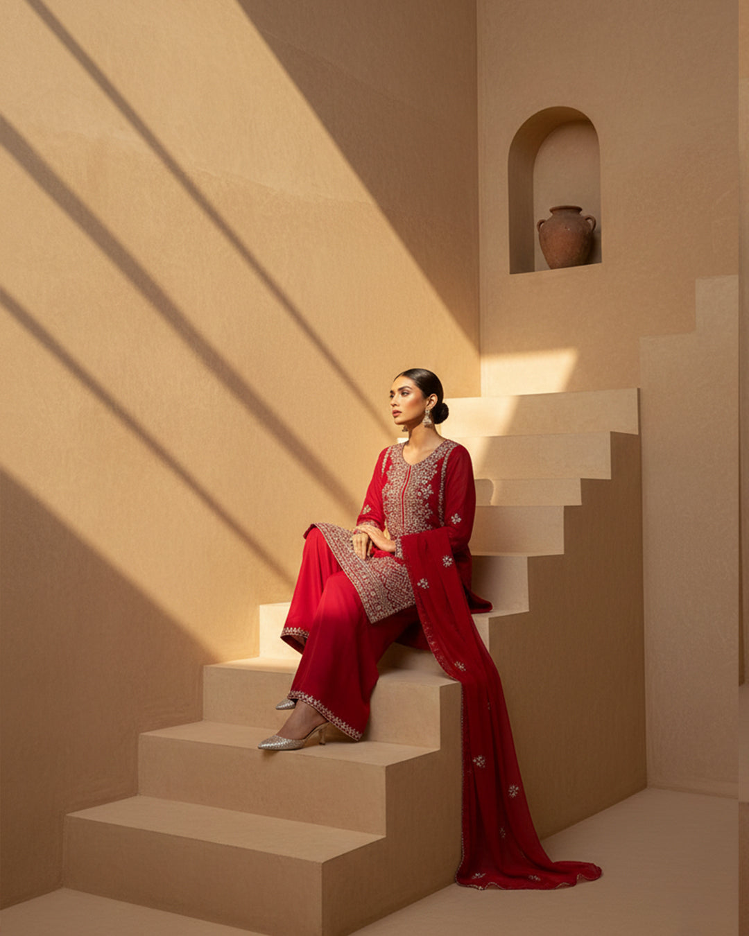 Soft Chiffon Handmade LCD Gotta Work Shirt & Dupatta