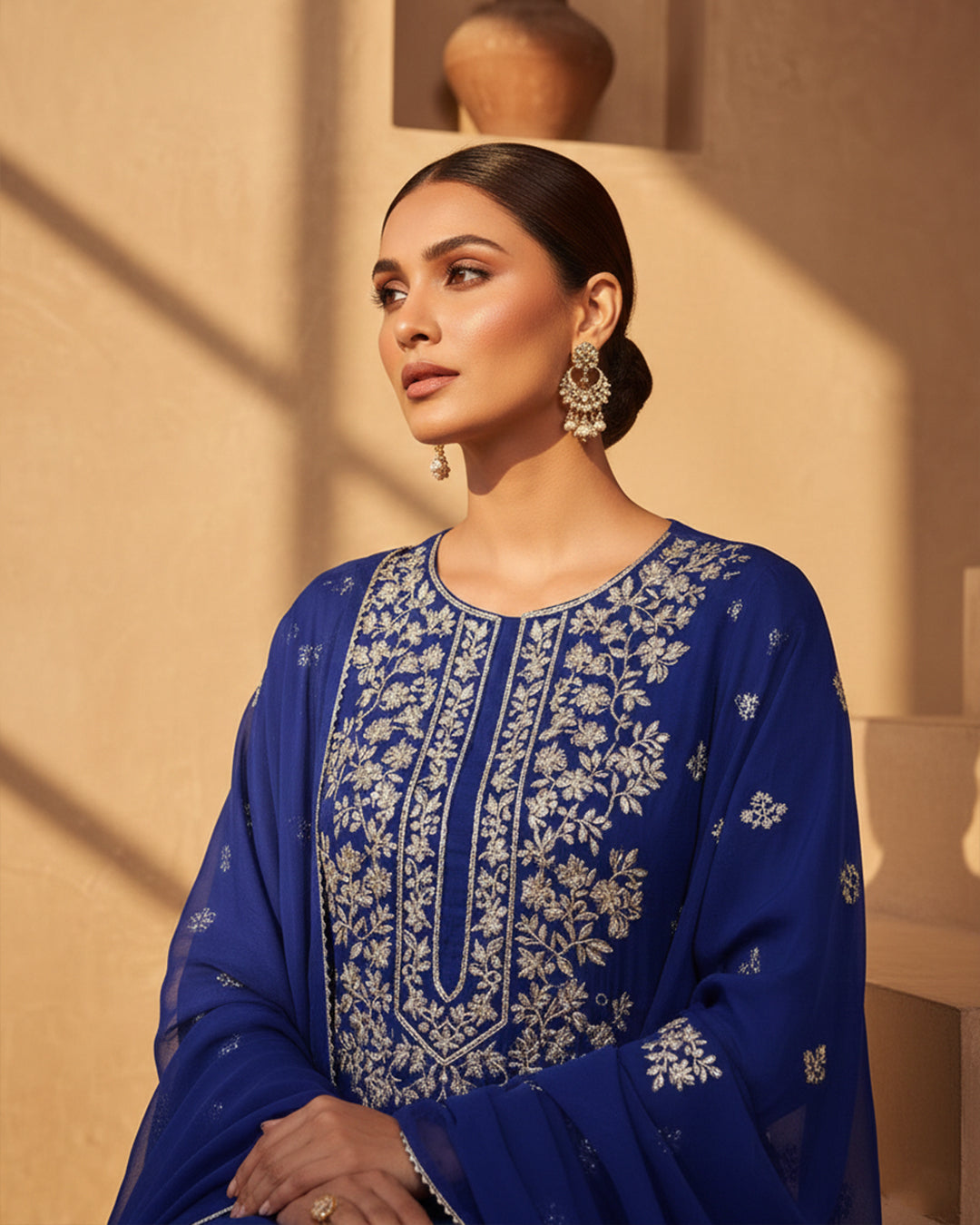 Soft Chiffon Handmade LCD Gotta Work Shirt & Dupatta