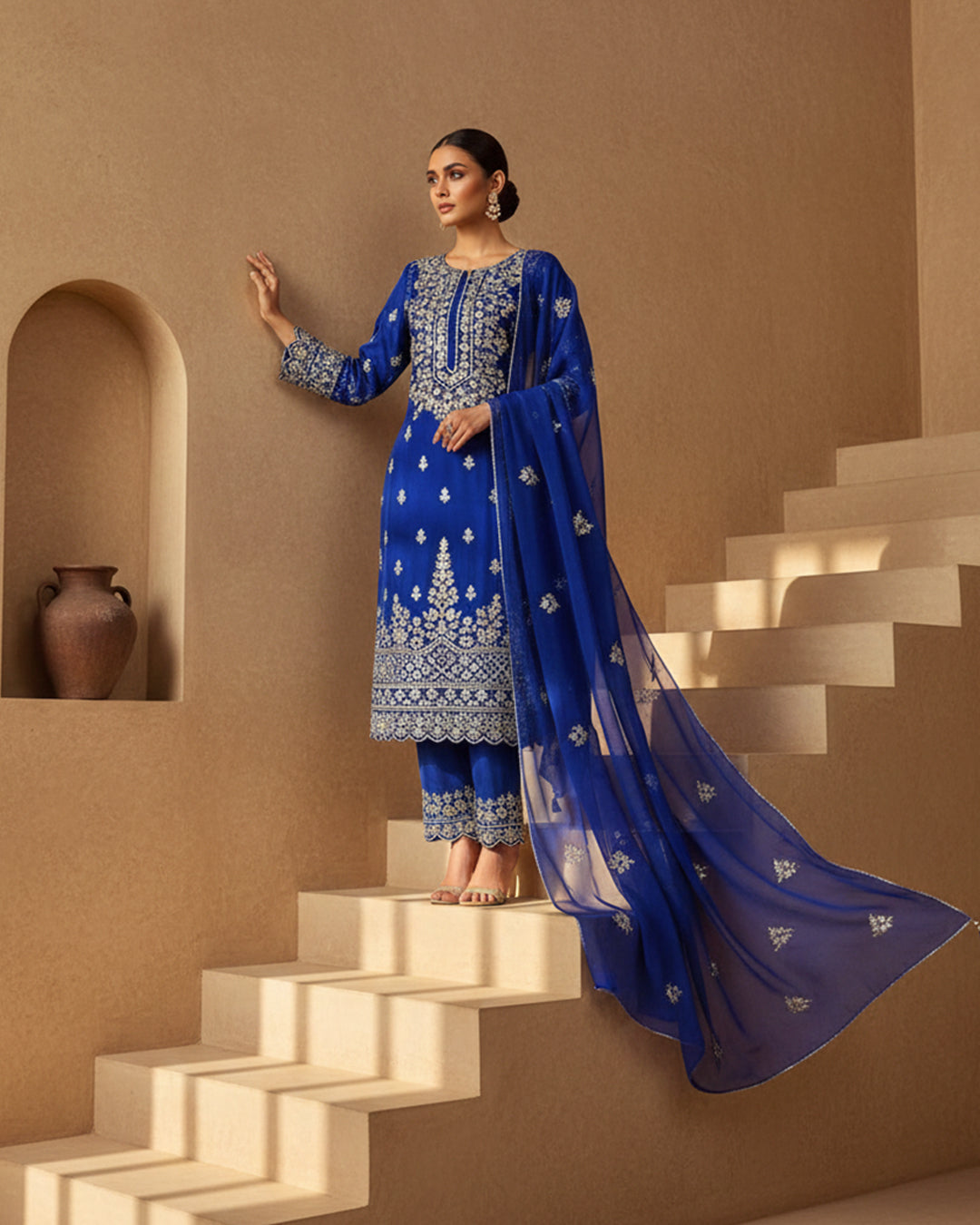 Soft Chiffon Handmade LCD Gotta Work Shirt & Dupatta