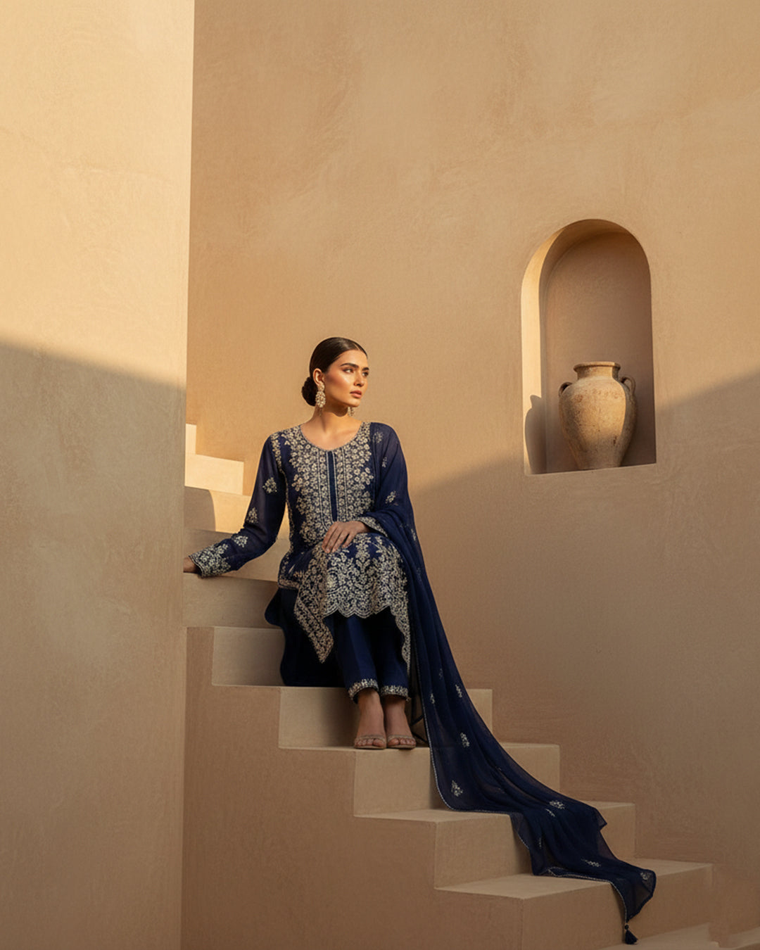 Soft Chiffon Handmade LCD Gotta Work Shirt & Dupatta