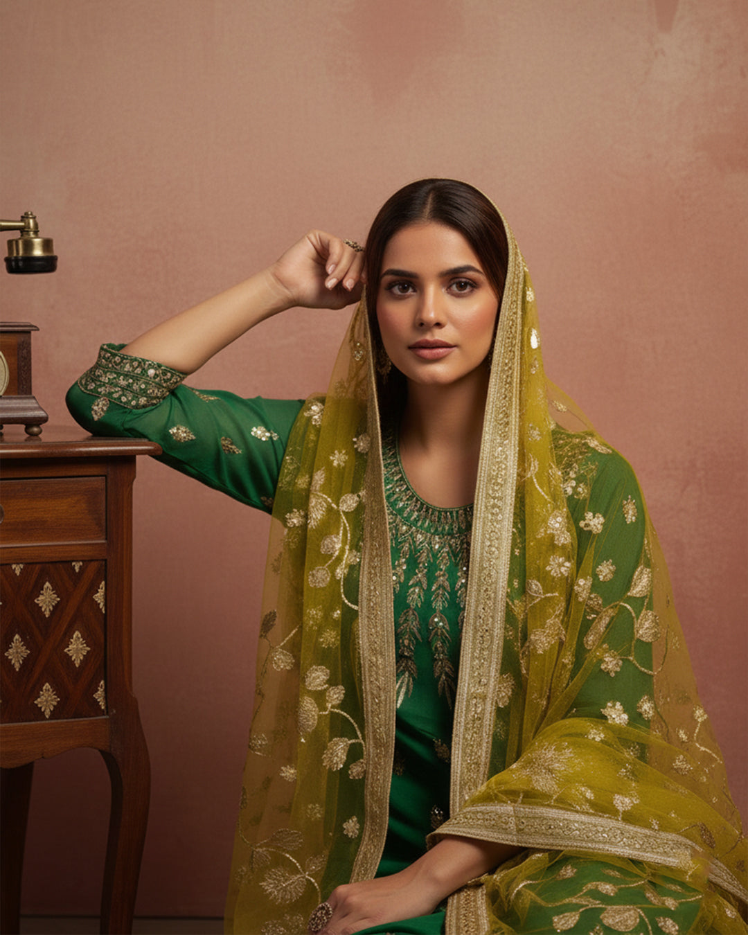 Fancy Crinkle Chiffon Zari Mirror Work