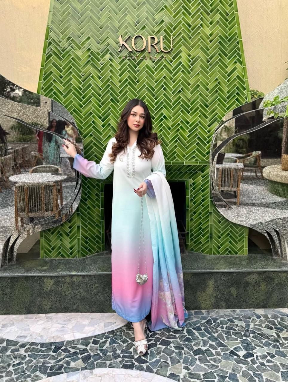 Digital Print & Stone Paste Work , 3Pc UnStitched Dress