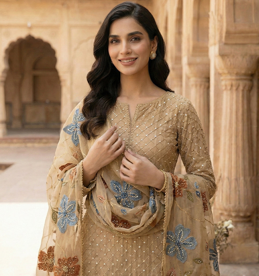 Handworked Organza Suit