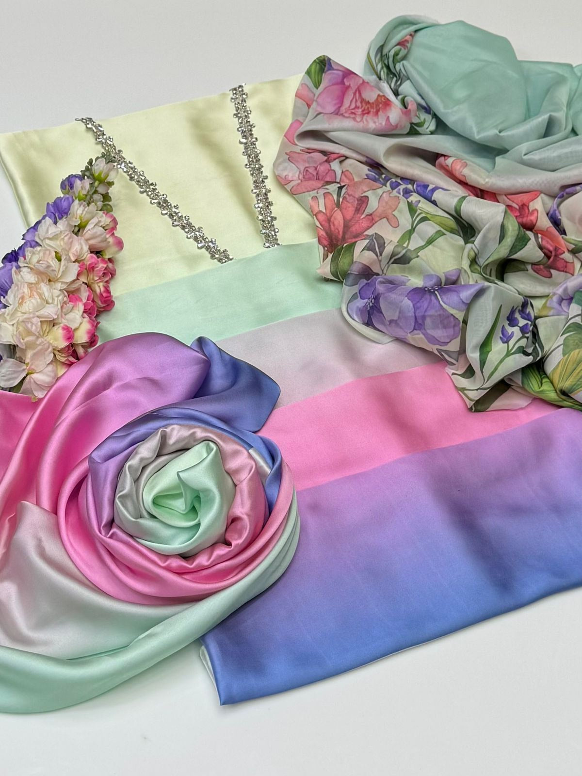 Digital Print & Stone Paste Work , 3Pc UnStitched Dress