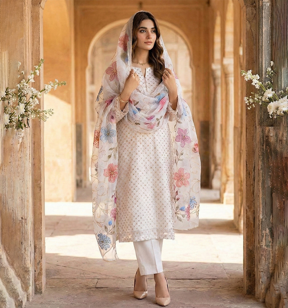 Handworked Organza Suit