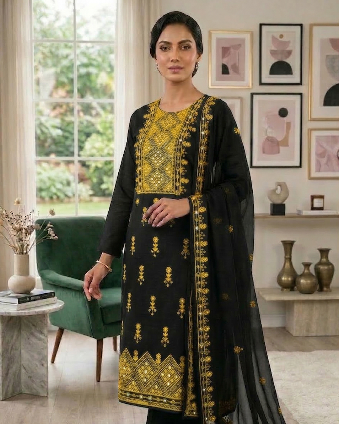 Black Onyx Embroidered