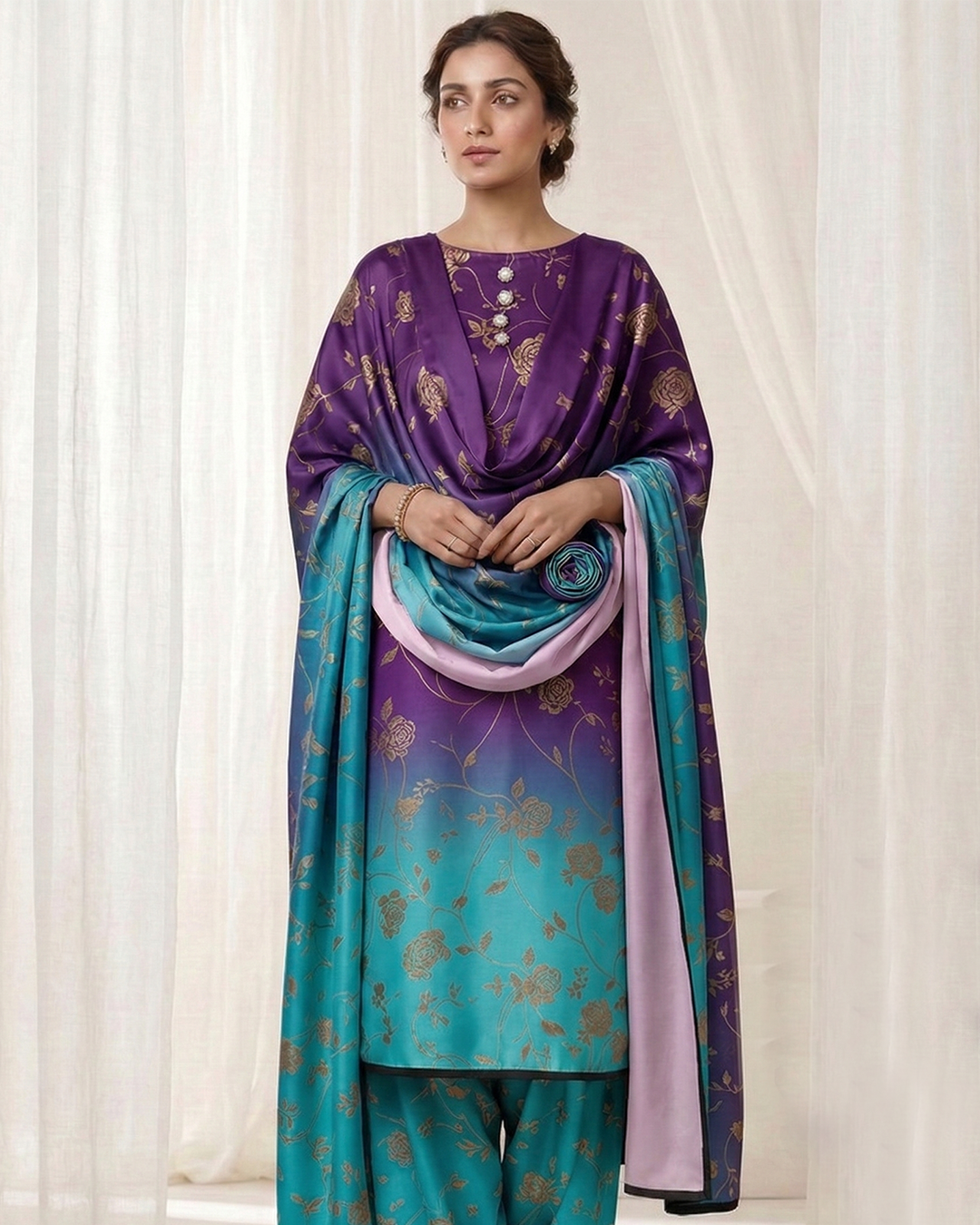 Shamoz Silk Digital Print 3-PC