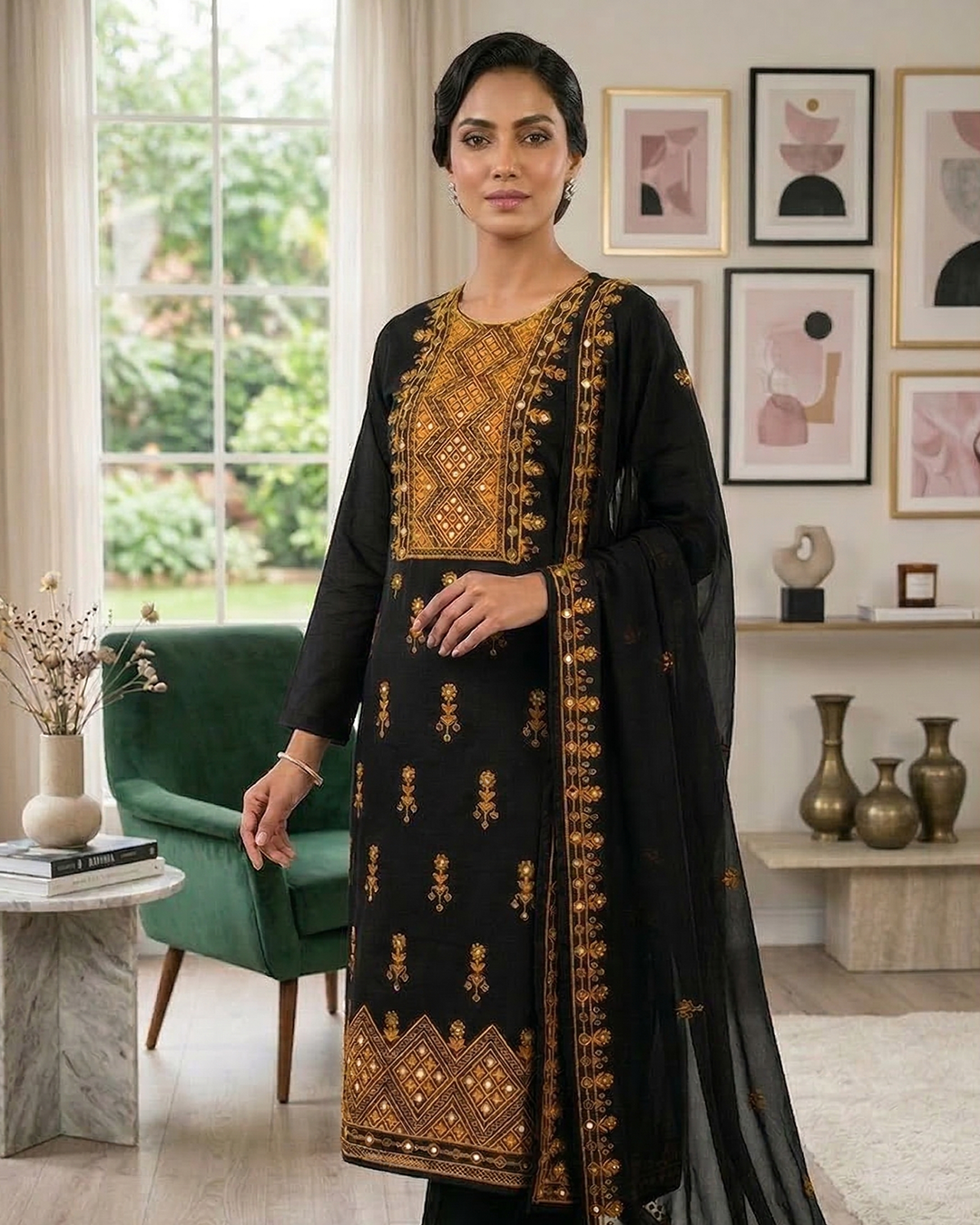 Black Onyx Embroidered