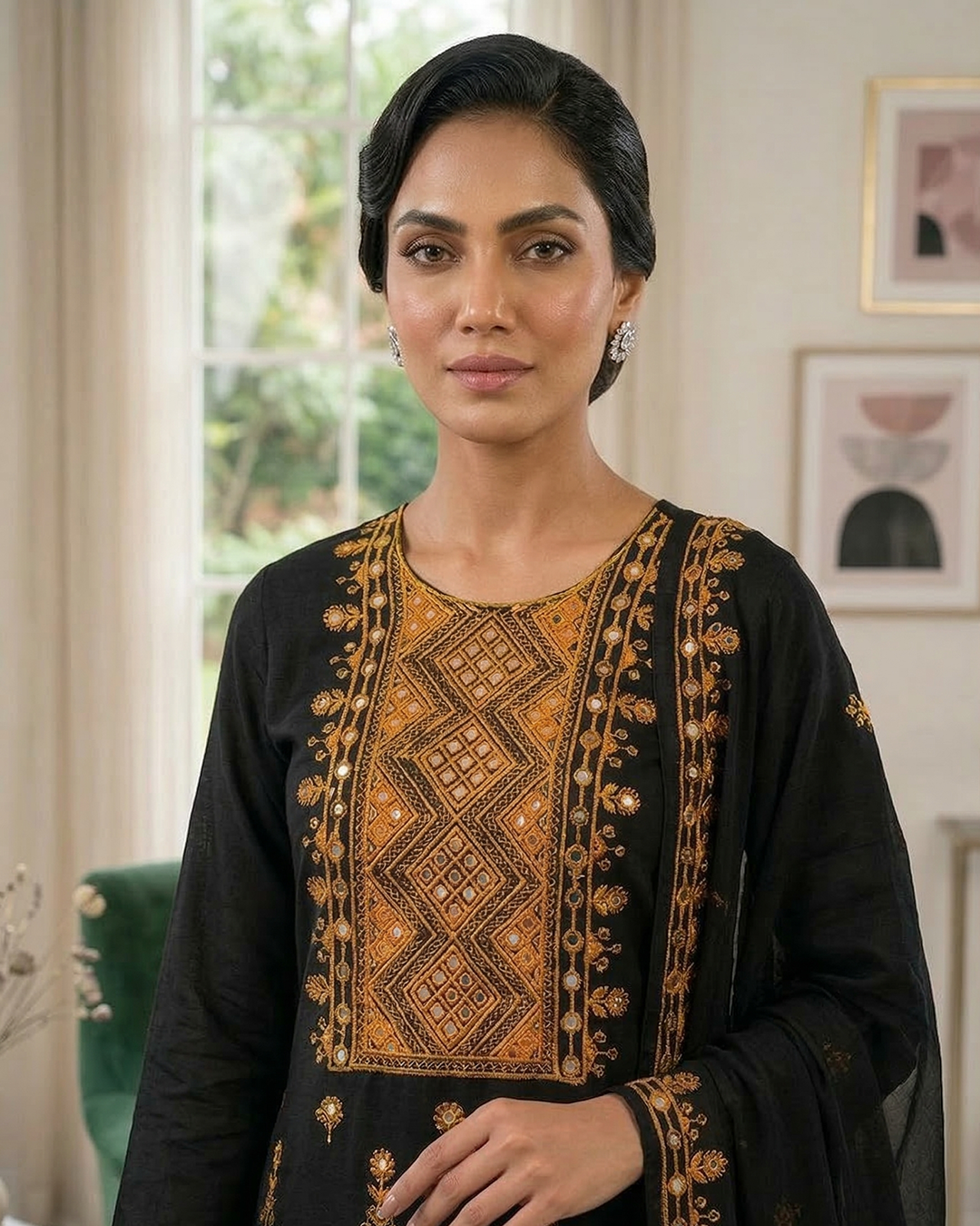 Black Onyx Embroidered