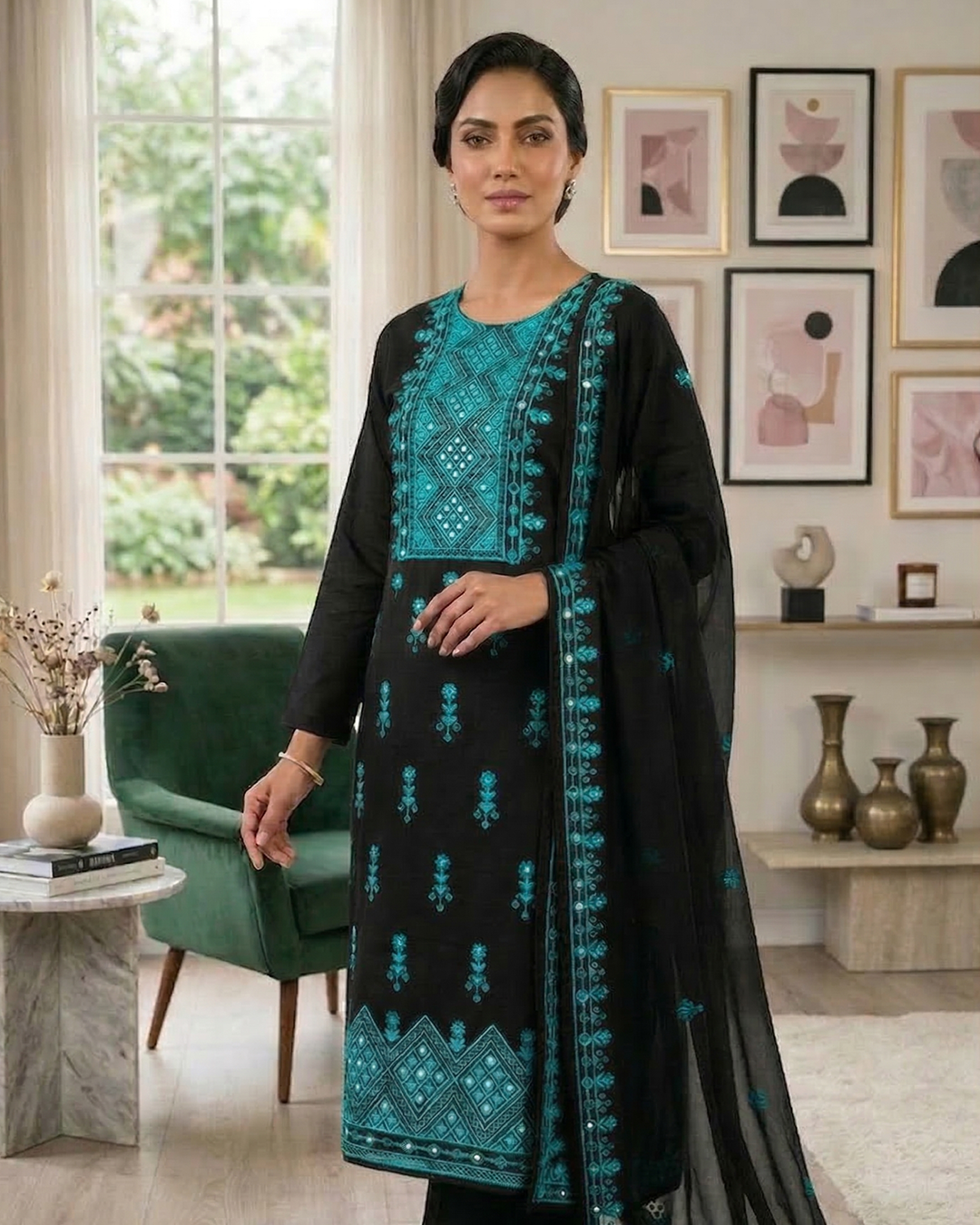 Black Onyx Embroidered