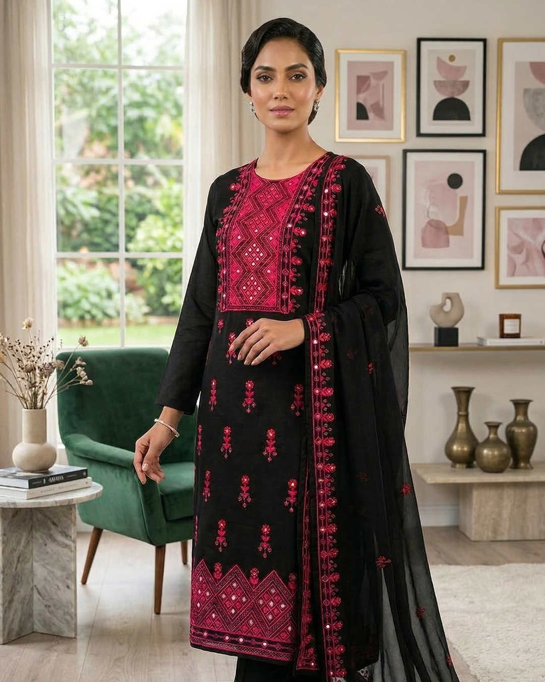 Black Onyx Embroidered