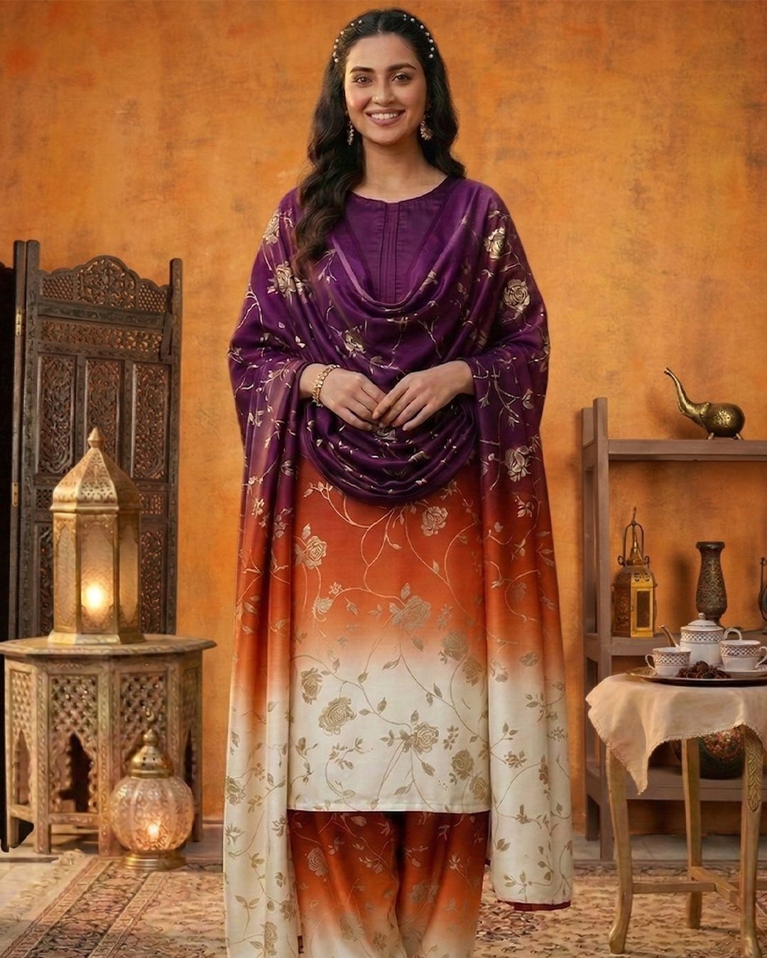 Shamoz Silk Digital Print 3-PC