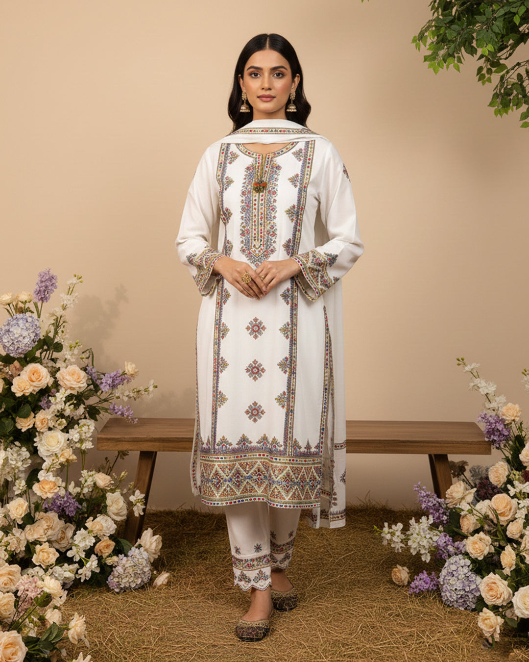 Cotton Ari-Work Embroidery 2PC