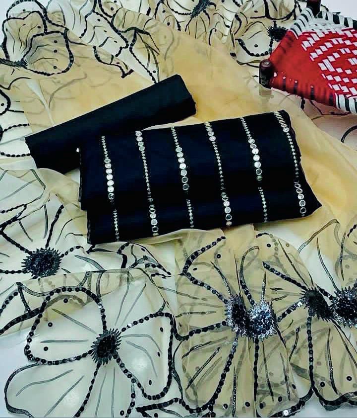 Embroidered Organza & Kattan Silk