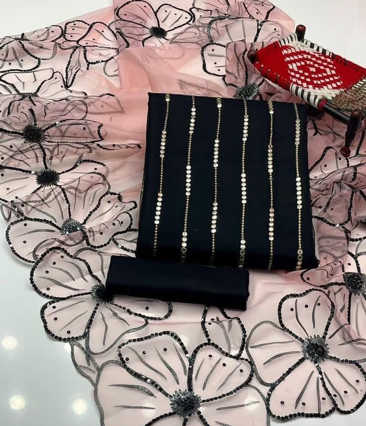 Embroidered Organza & Kattan Silk