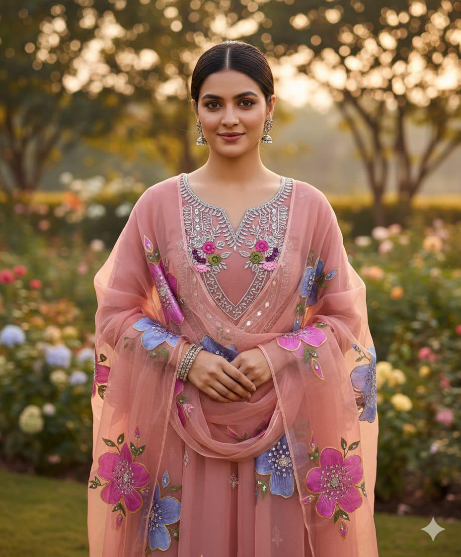 Pure Organza Mirror Work