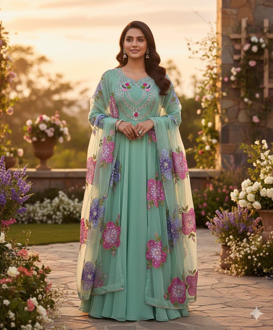 Pure Organza Mirror Work