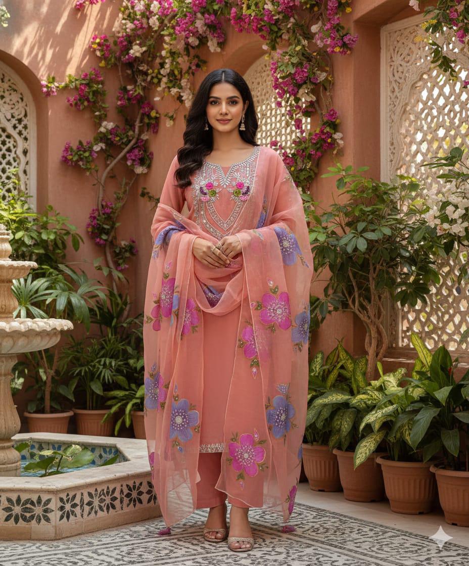 Pure Organza Mirror Work