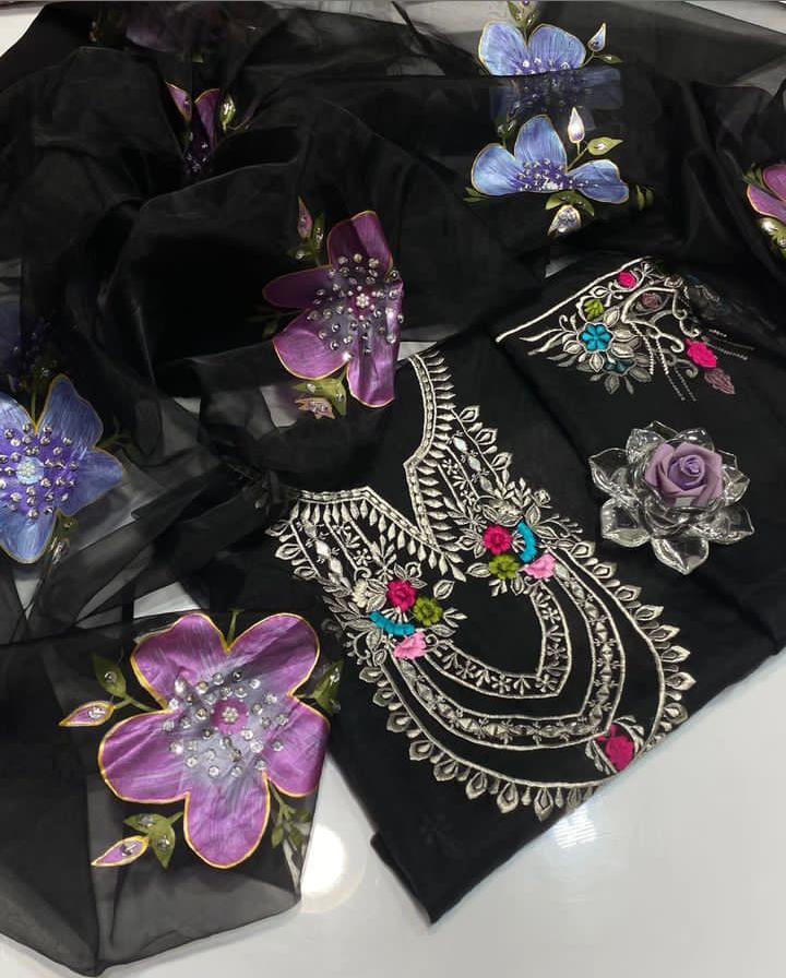 Pure Organza Mirror Work