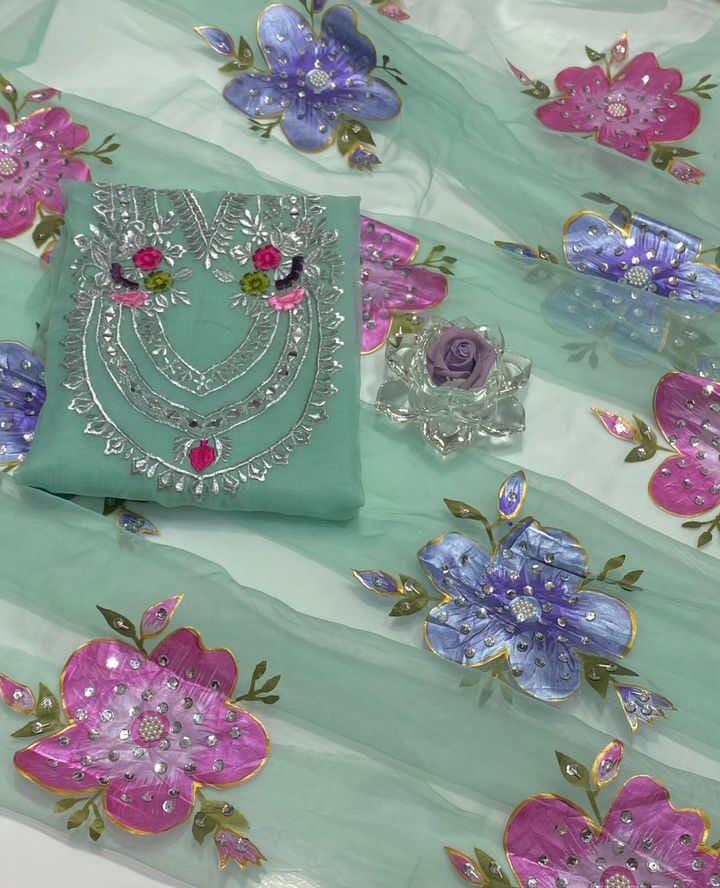 Pure Organza Mirror Work