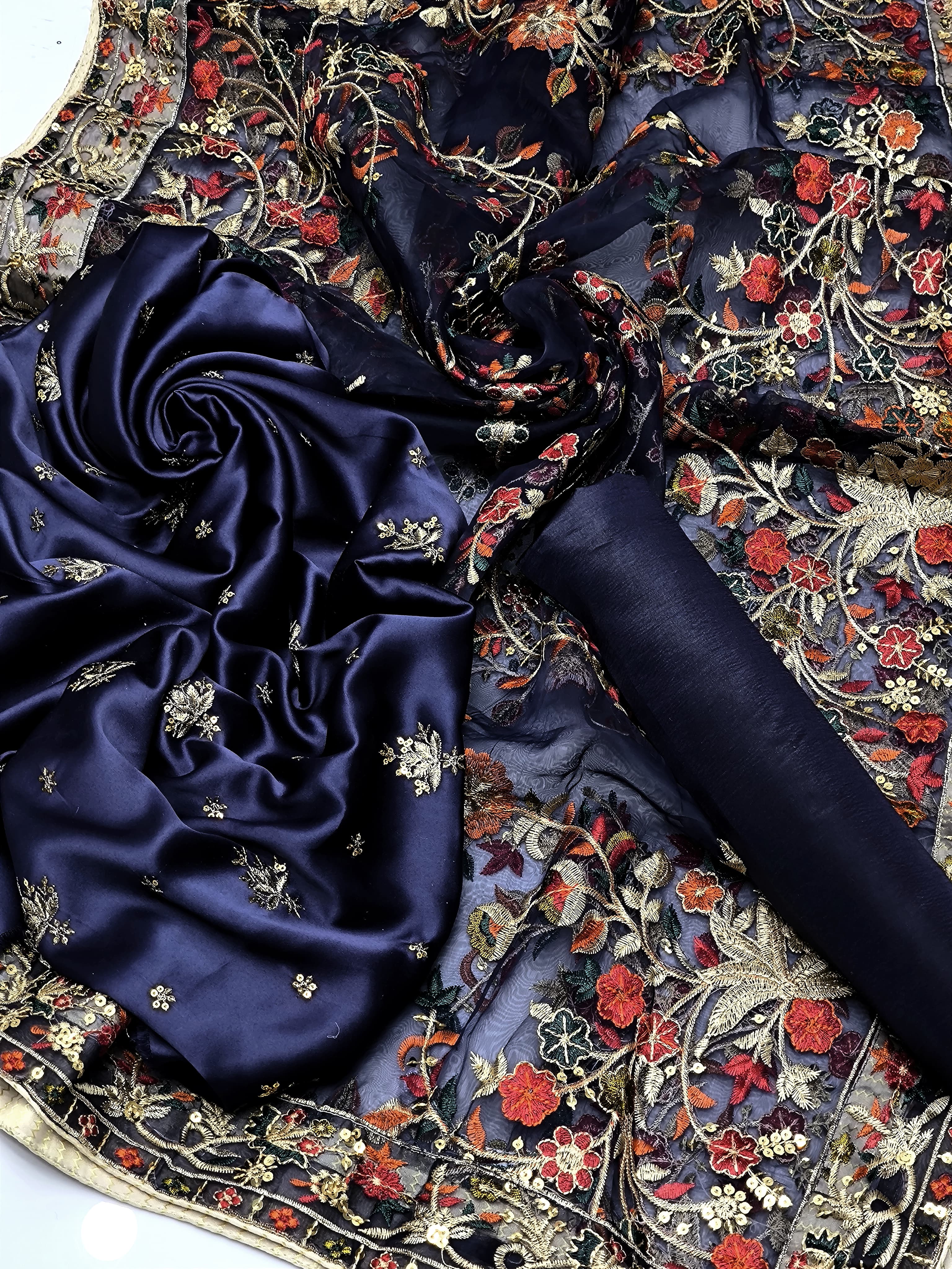 Shamoz Silk Embroidery , 3Pc UnStitched Dress.