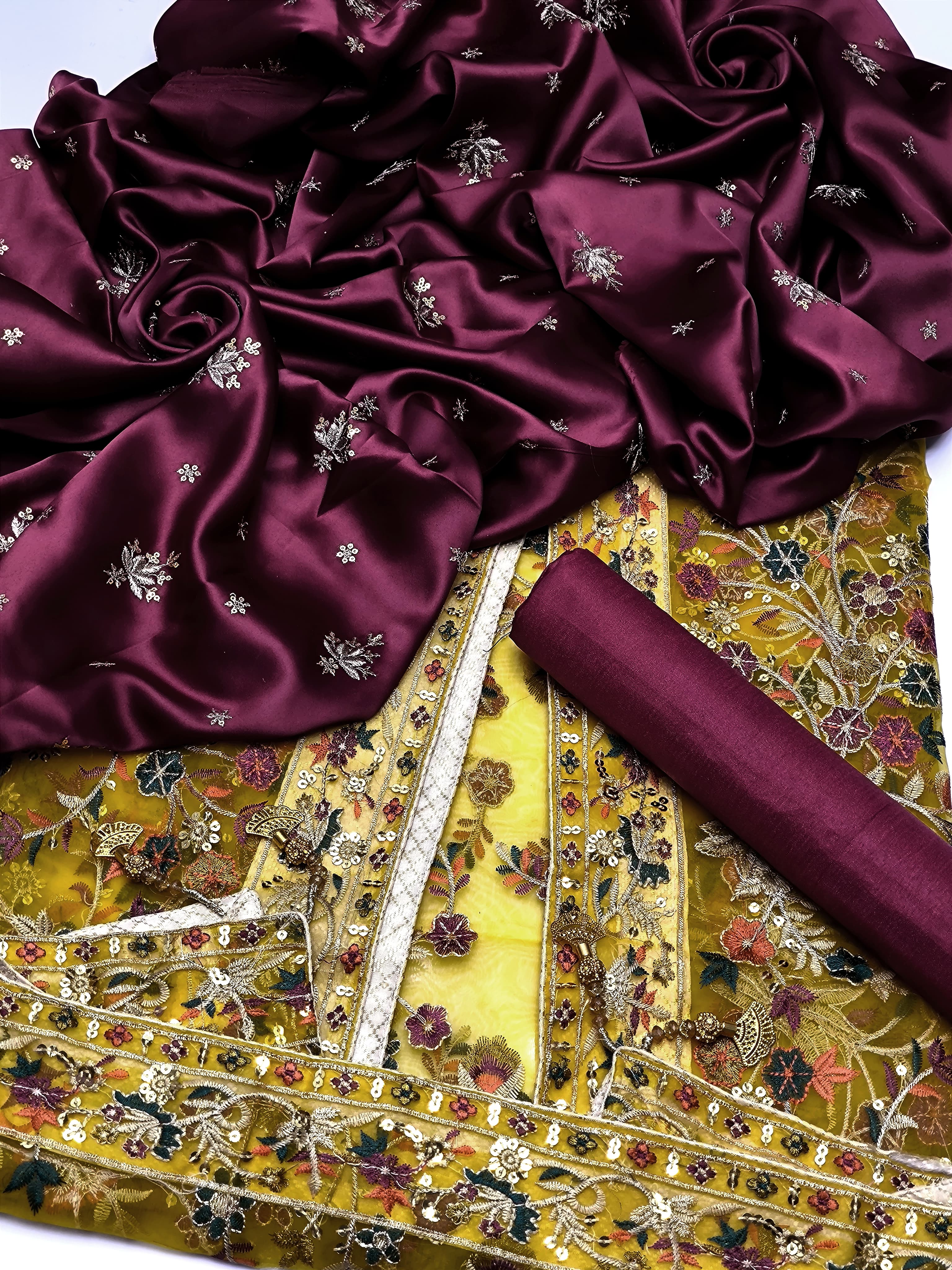 Shamoz Silk Embroidery , 3Pc UnStitched Dress.