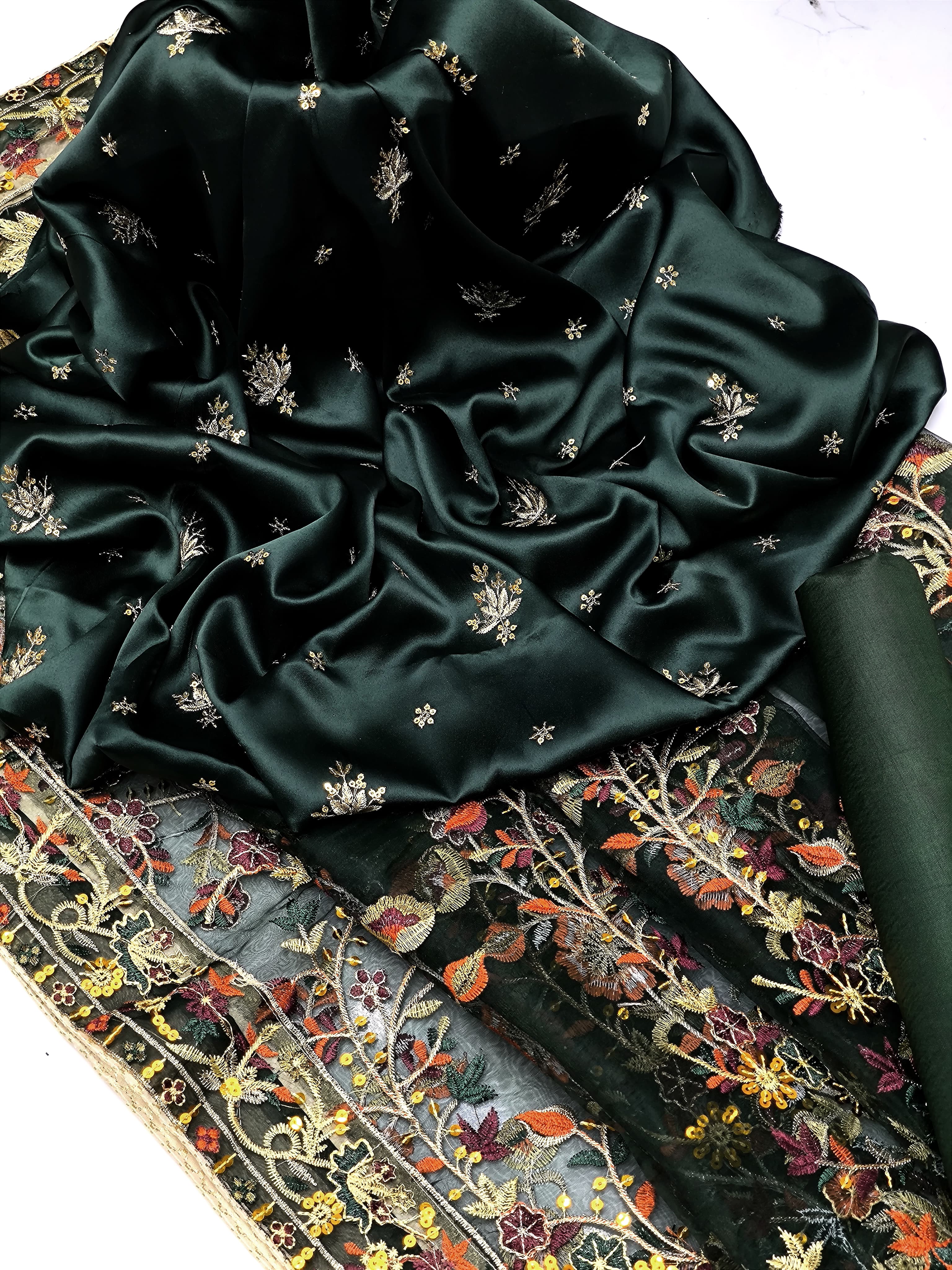 Shamoz Silk Embroidery , 3Pc UnStitched Dress.