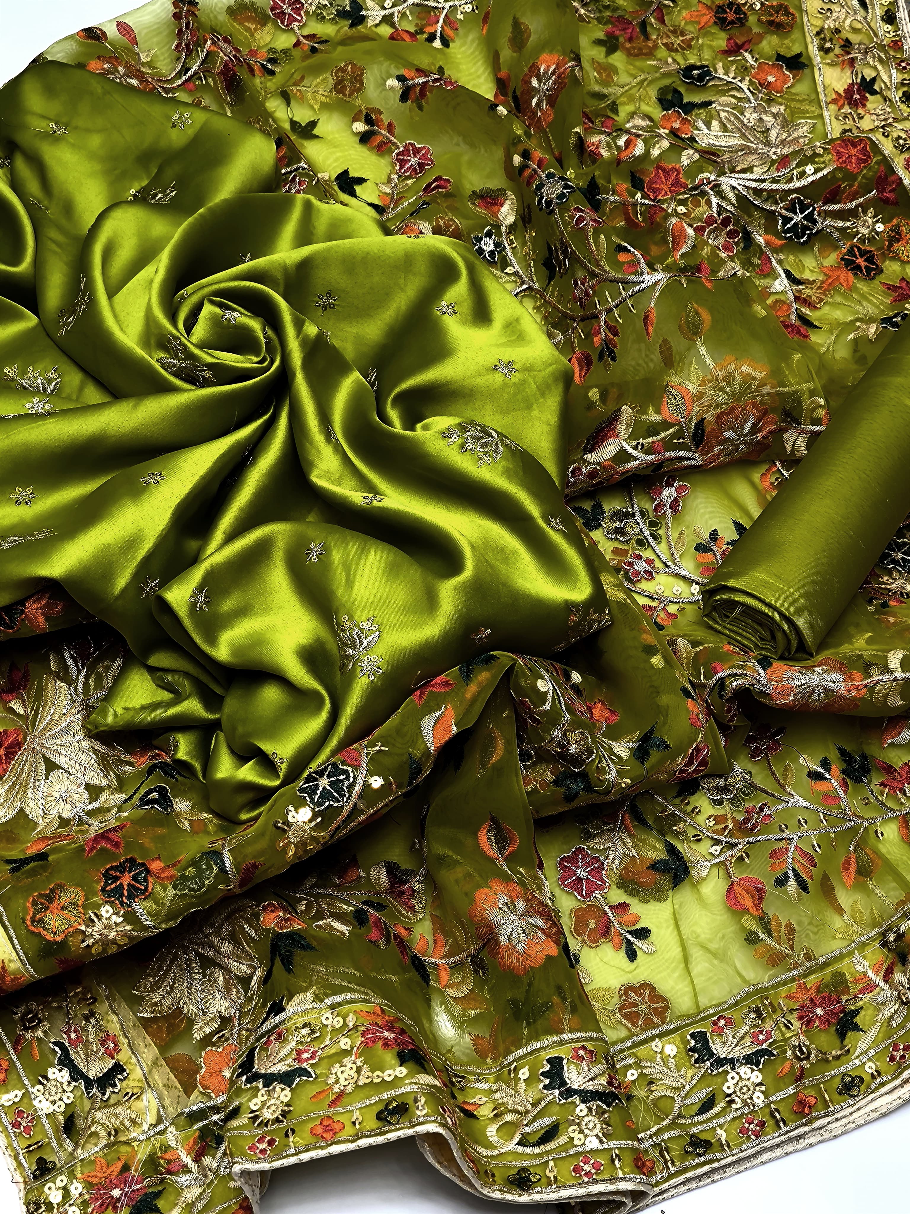 Shamoz Silk Embroidery , 3Pc UnStitched Dress.