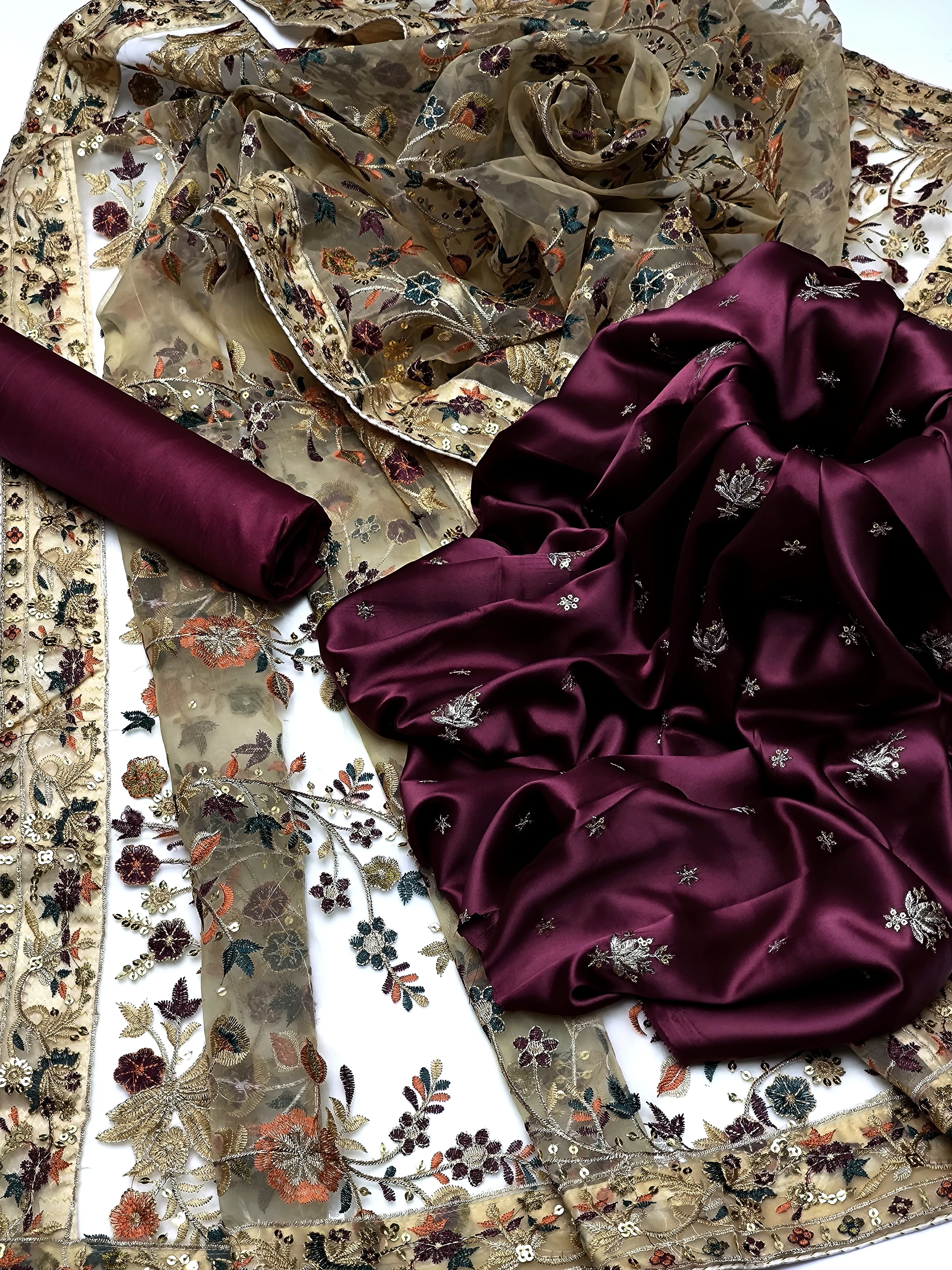 Shamoz Silk Embroidery , 3Pc UnStitched Dress.