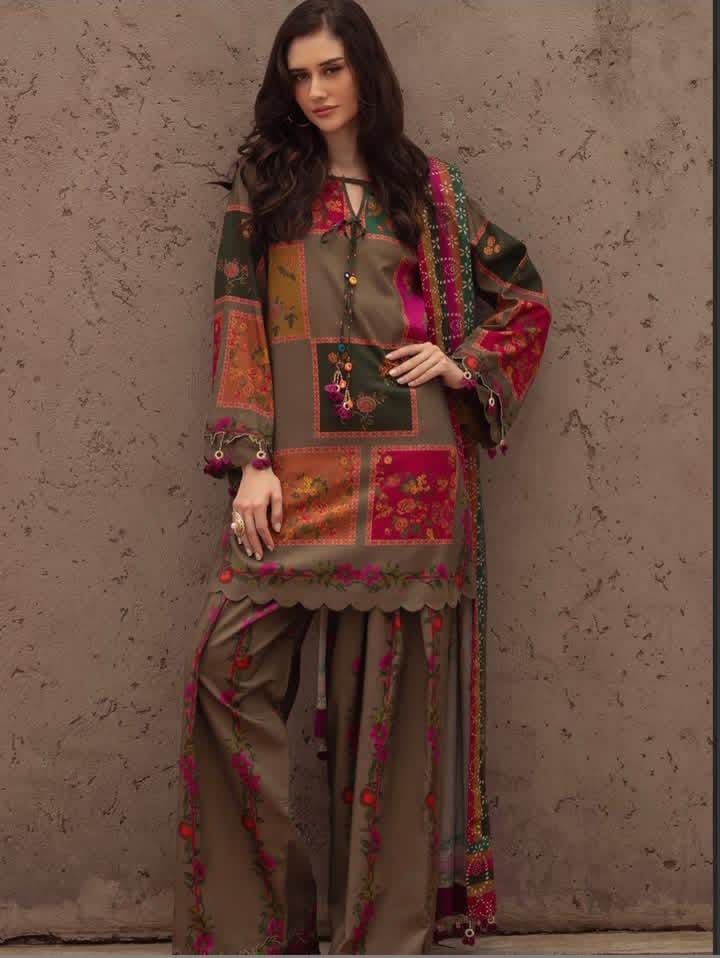 Silk Digital Print , 3Pc UnStitched Dress.