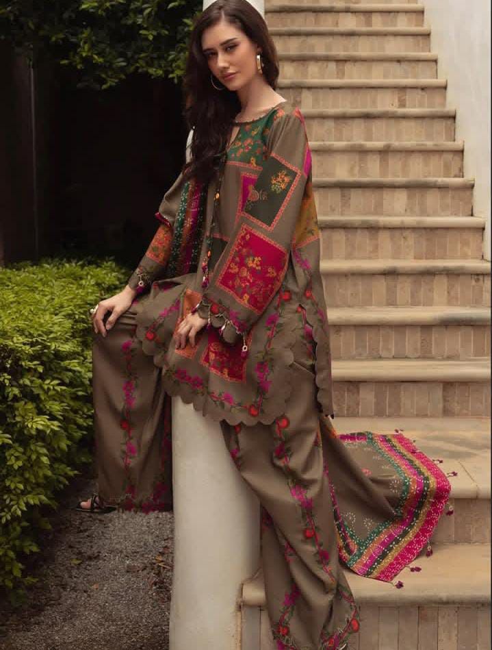 Silk Digital Print , 3Pc UnStitched Dress.