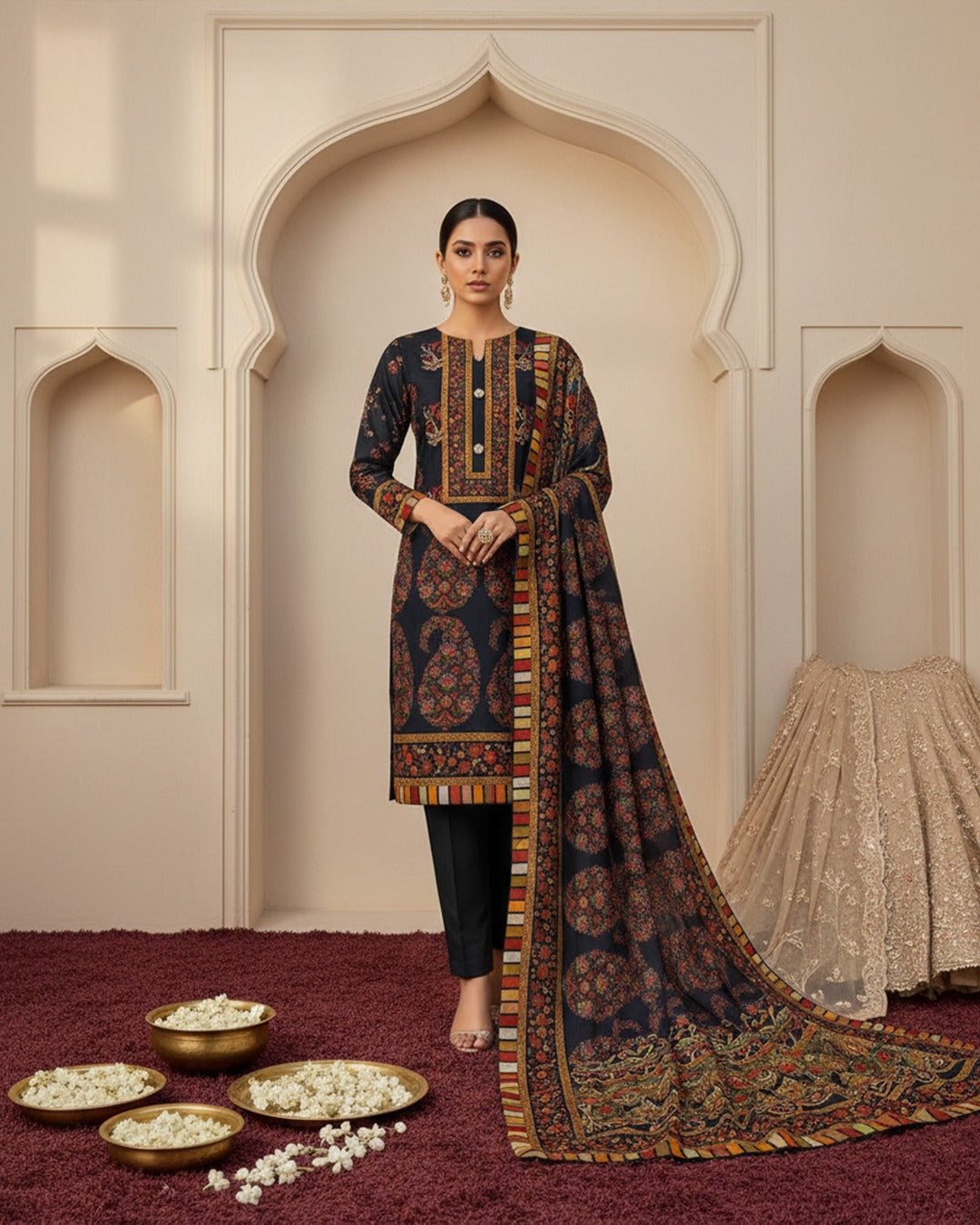 Midnight Paisley Shamooz Silk