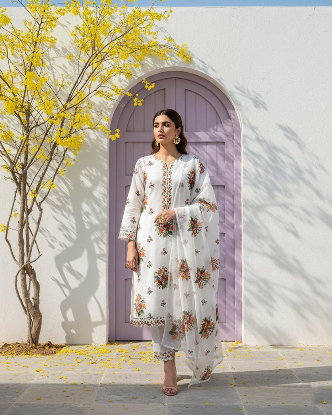 Lawn Cross-Stitch Floral Charm