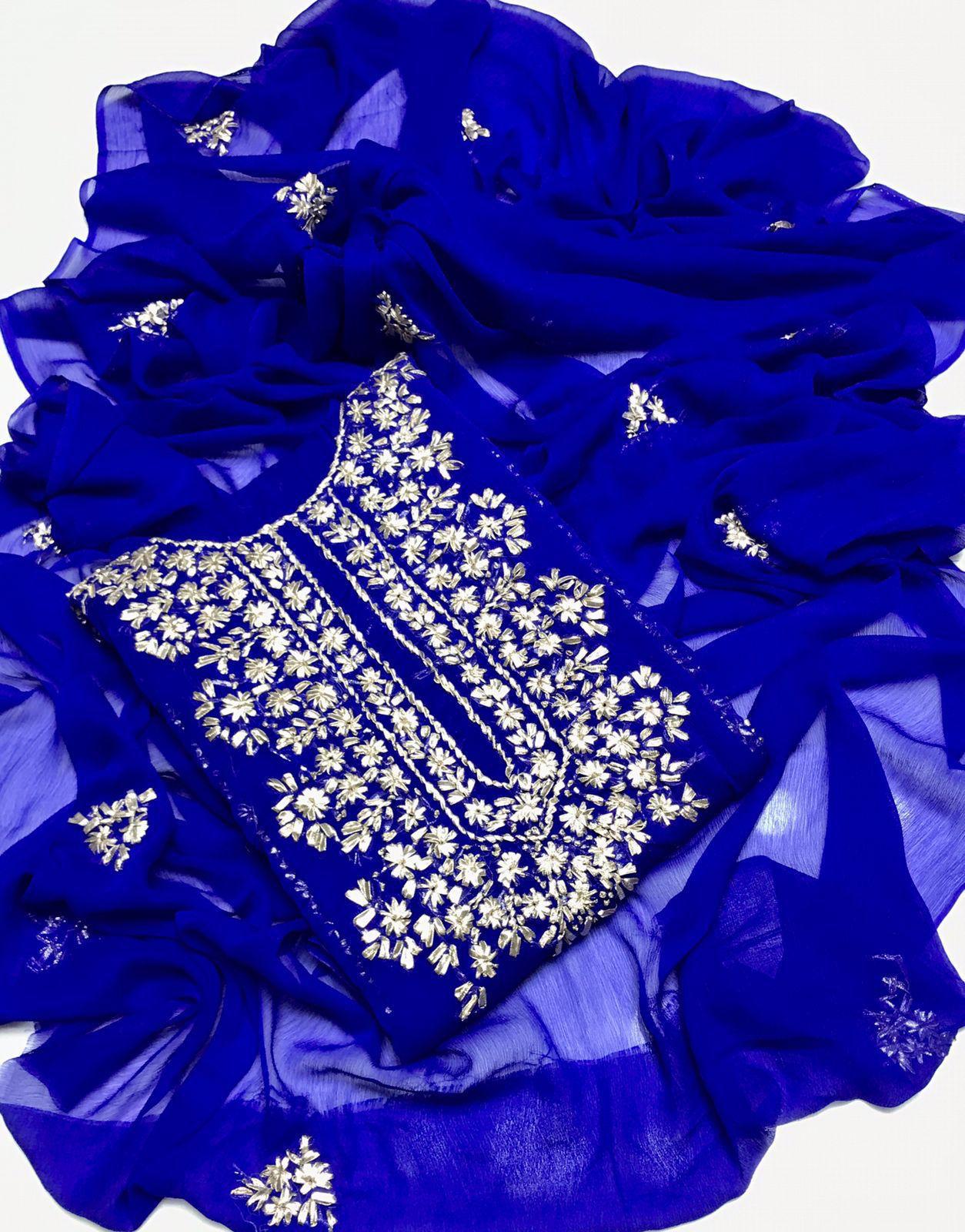 Soft Chiffon Handmade LCD Gotta Work Shirt & Dupatta