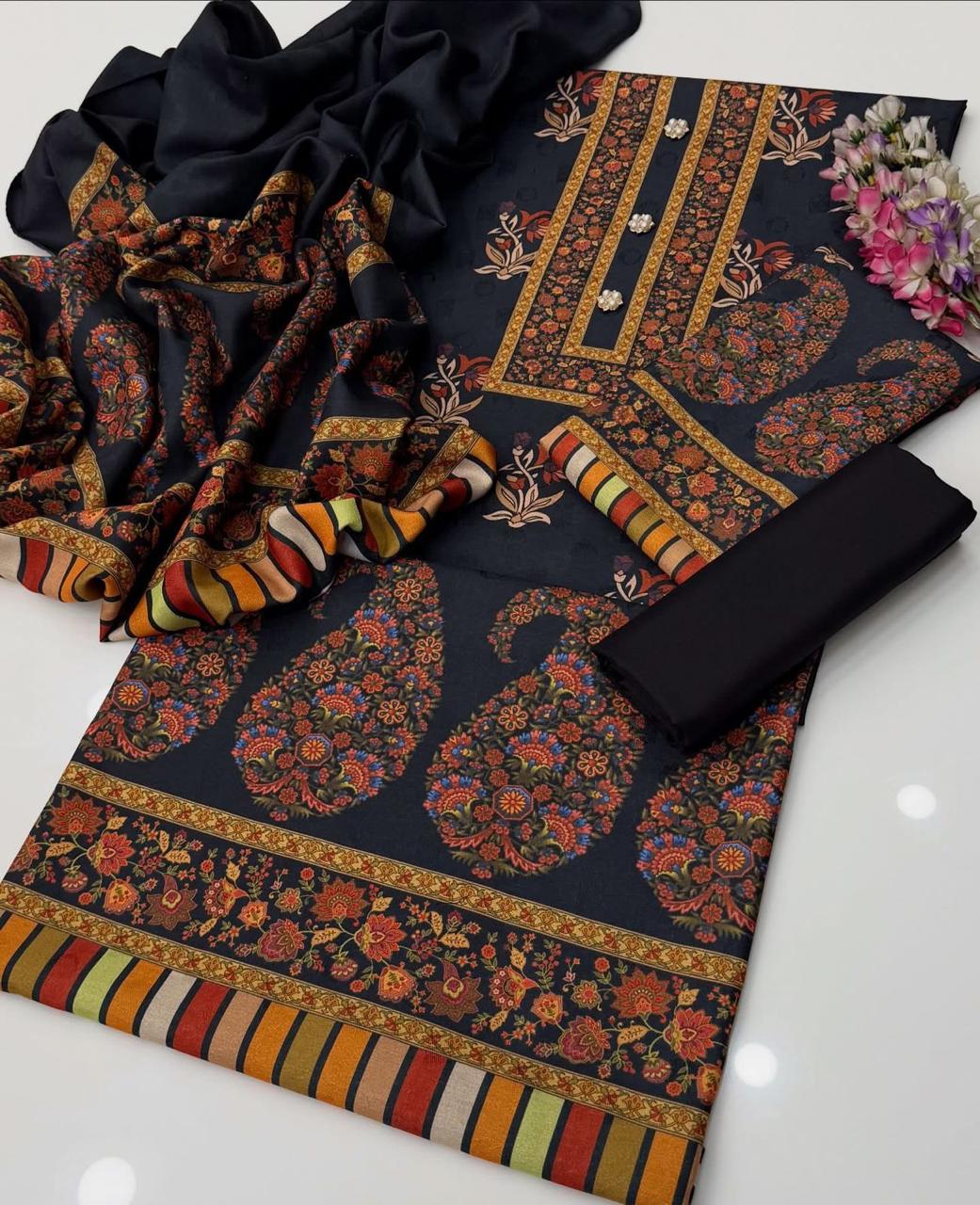 Midnight Paisley Shamooz Silk