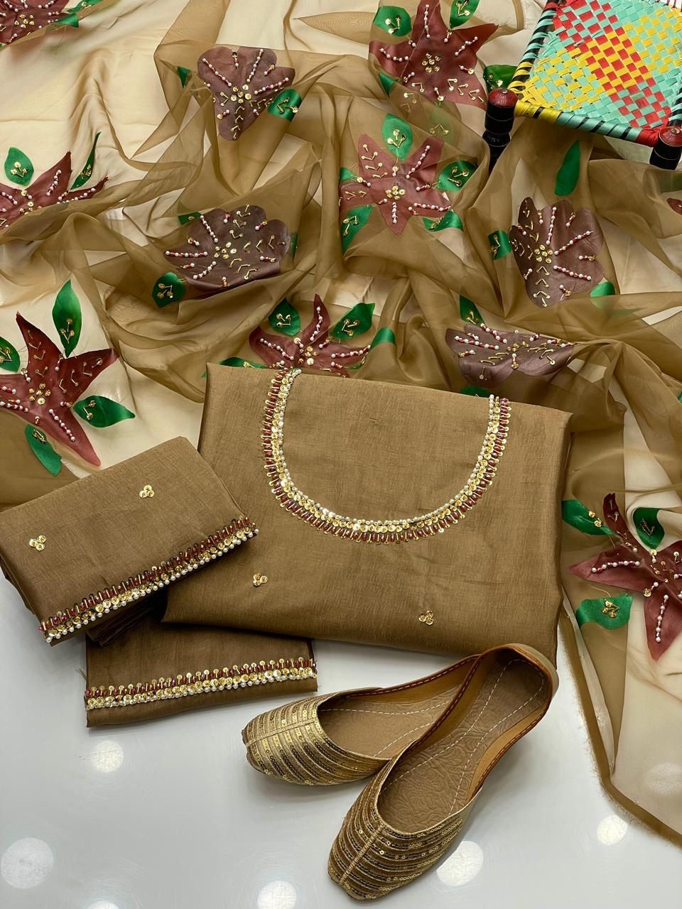 Silk Embroidered - Unstitched 3Pc Suit