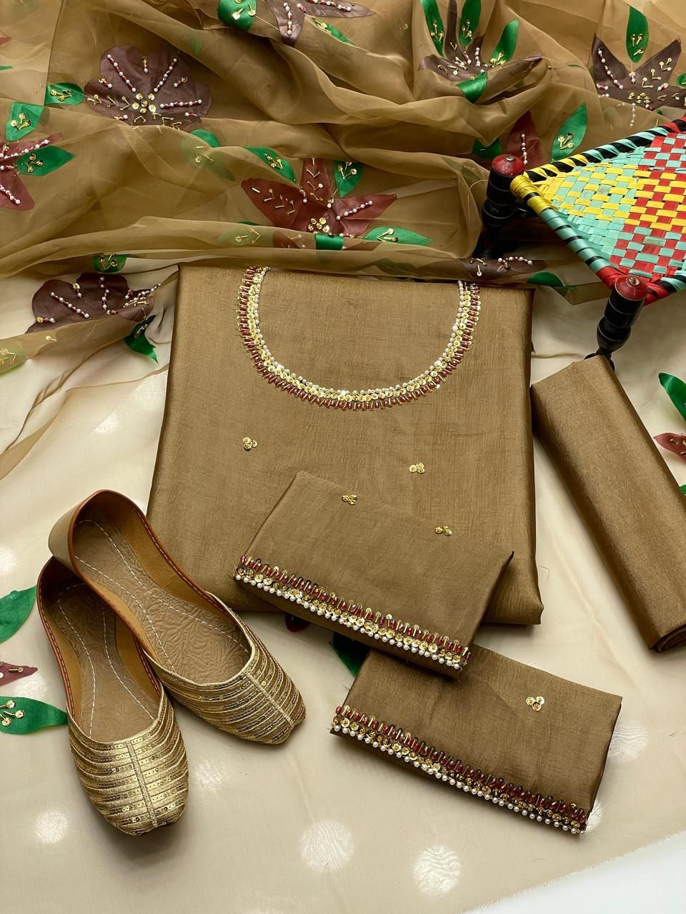 Silk Embroidered - Unstitched 3Pc Suit